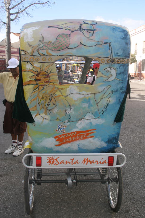The Bicitaxi decorated by Martha Jiménez